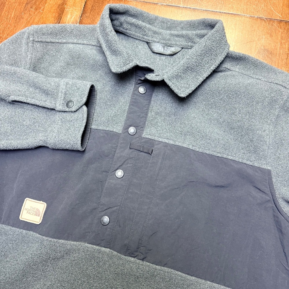 The North Face Fleece Pullover‎ Mens XL Gray Colorblock Snap Neck NF0A47A2 Gorp